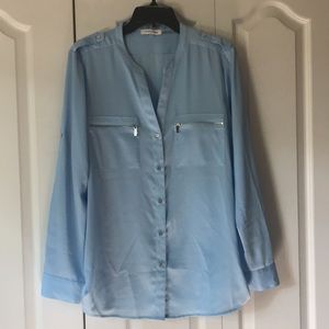 Calvin Klein Light Blue Button up Blouse like new